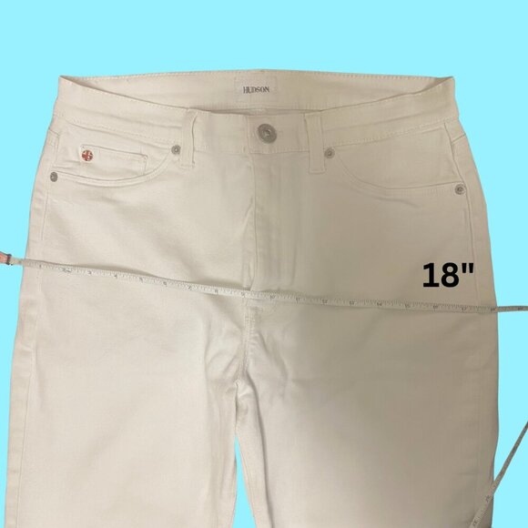 Hudson “Harper” High Rise Crop Baby Kick Flare Jeans – White – Size 30 - Picture 6 of 10